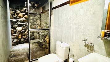 Ducha, toallas, jabón, shampoo