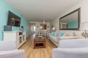 Condo, 2 Bedrooms | Living area - Stbt 405: Beachside Condo With Pool & Elevator 2 Bedroom Condo (St. Augustine)