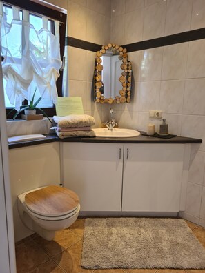 Dusche, Haartrockner, Handtücher