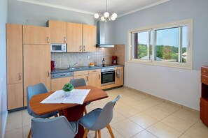 Fridge, microwave, oven, stovetop - Villa Avgerini Paxos II: Stunning sea views, private terrace and Infinity pool (Gaios)