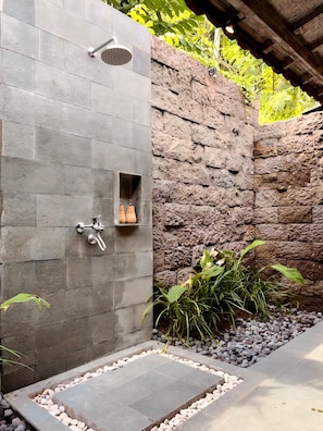 Family Cottage, Balcony | Bathroom | Shower, hair dryer, towels, soap - Green Space Ubud (Ubud)