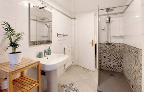 Regadera, secadora de cabello, bidet, toallas 
