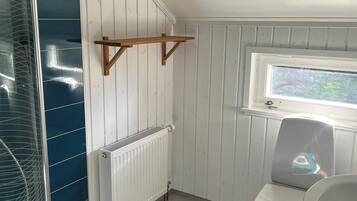 Hair dryer, towels, toilet paper