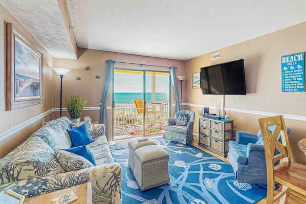 TV, DVD player - Oceanfront condo with private balcony, pool & steps to beach (North Myrtle Beach)
