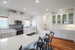 Fridge, microwave, oven, dishwasher - Easy Beach Access | Private Hot Tub + Elevator Retreat (Tybee Island)