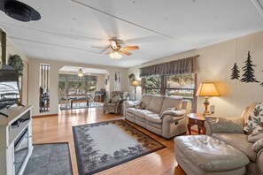 Televisio, takka, kirjoja