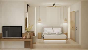 Villa superior, balcón, vista al mar | Caja de seguridad en la habitación y insonorización