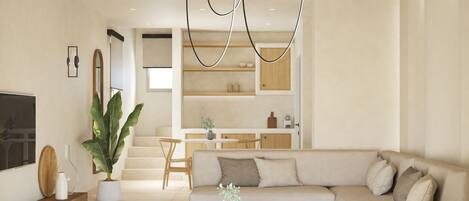 Superior Suite, Balcony, Sea View | Living area | 43-inch Smart TV with cable channels