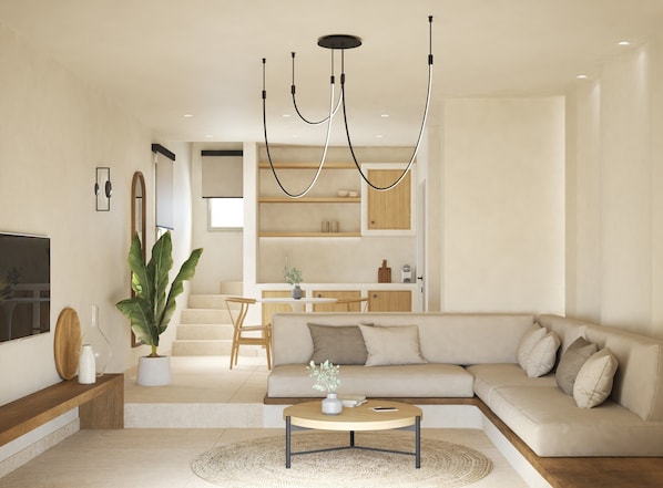 Superior Suite, Balcony, Sea View | Living area - Evira Suites (Santorini)