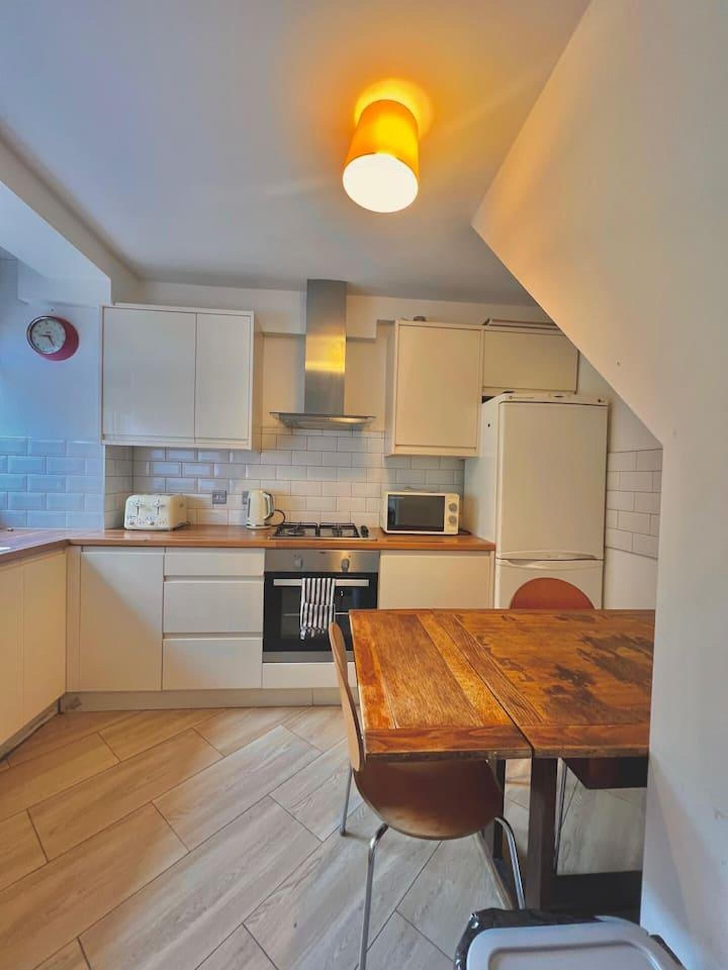 Fridge, microwave, oven, toaster