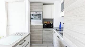 Fridge, microwave, oven, dishwasher