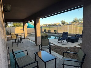 Outdoor dining -  3-bedroom house with pool, and golf course views in central Queen Creek (Queen Creek)