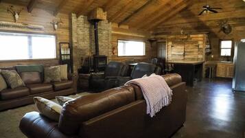 Una televisión, una chimenea