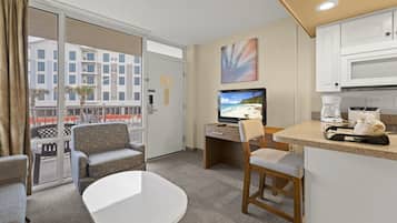 Standard Studio Suite, Kitchenette, Ocean View | Living area | 32-inch TV with cable channels