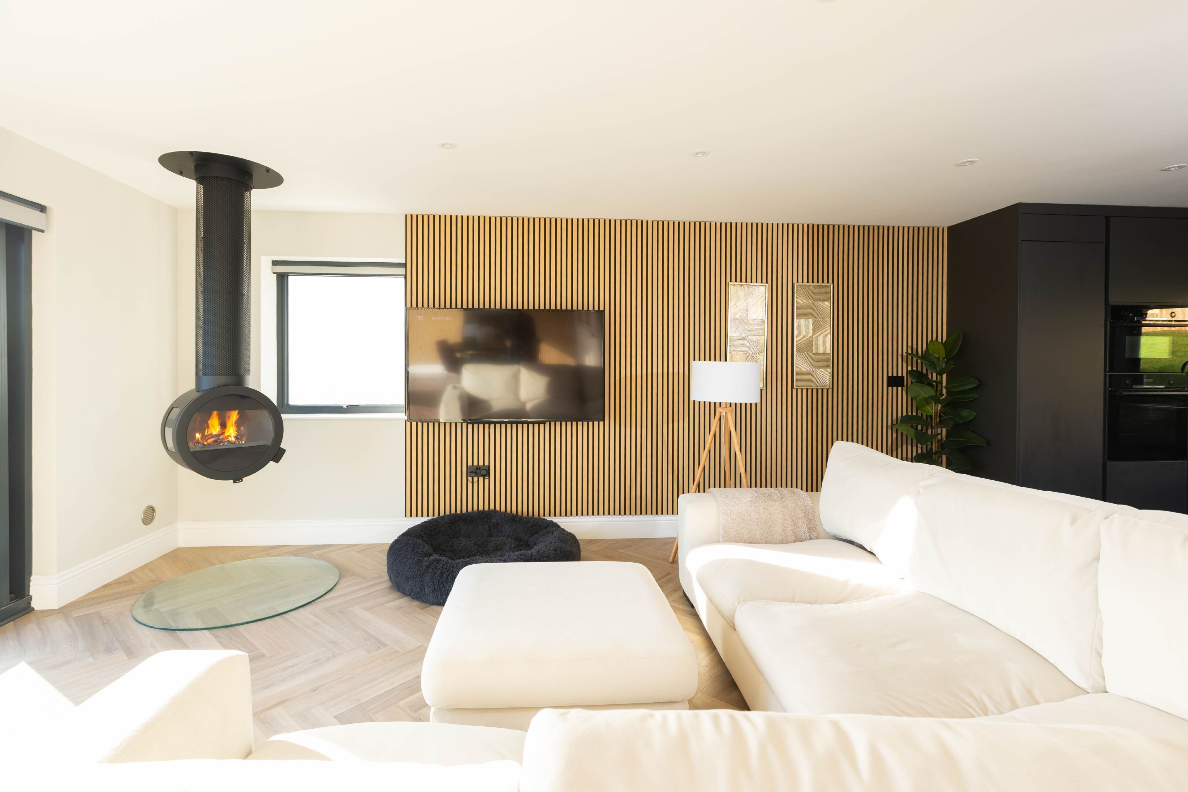 Smart TV, fireplace, video games, books