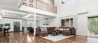 Modern Home, Game Room + Creek Access, Sleeps 12