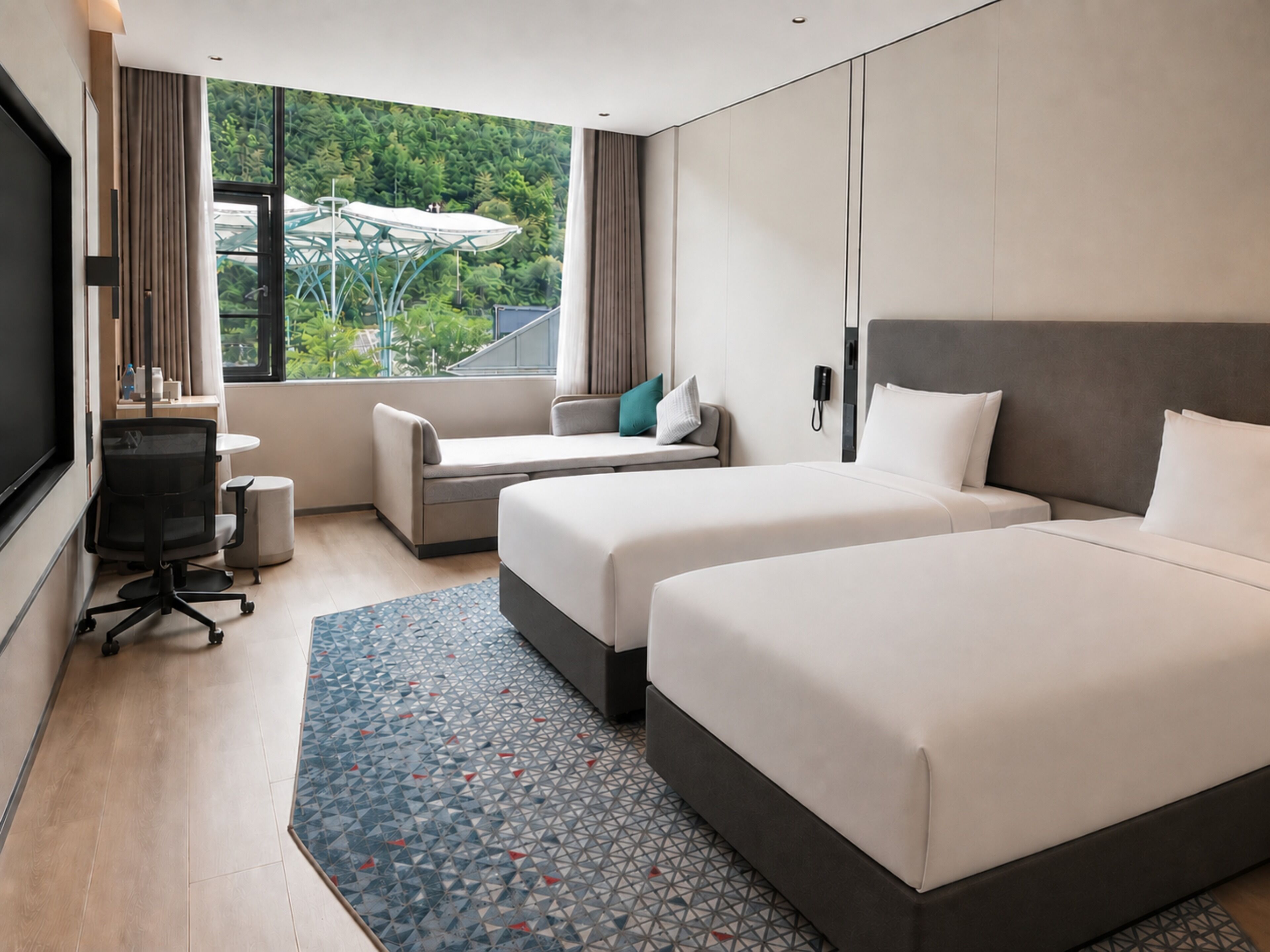 2 Single Standard With Single Sofa Bed | Premium bedding, down duvets, desk, laptop workspace