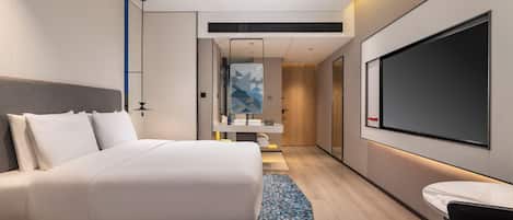 1 King Standard Extra Floor Space | Premium bedding, down duvets, desk, laptop workspace