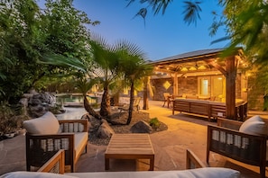 Terrace/patio - Luxe Mesa Escape w/ Heated Pool, Sauna, Mini Golf & More! (Mesa)