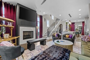 TV, fireplace, offices - 2 Units Sleeps 24 | Roof Decks Karaoke Murals (Nashville)