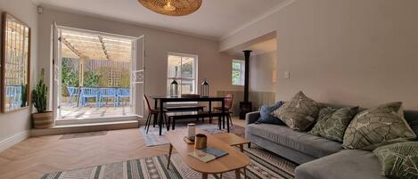 Televisión y chimenea