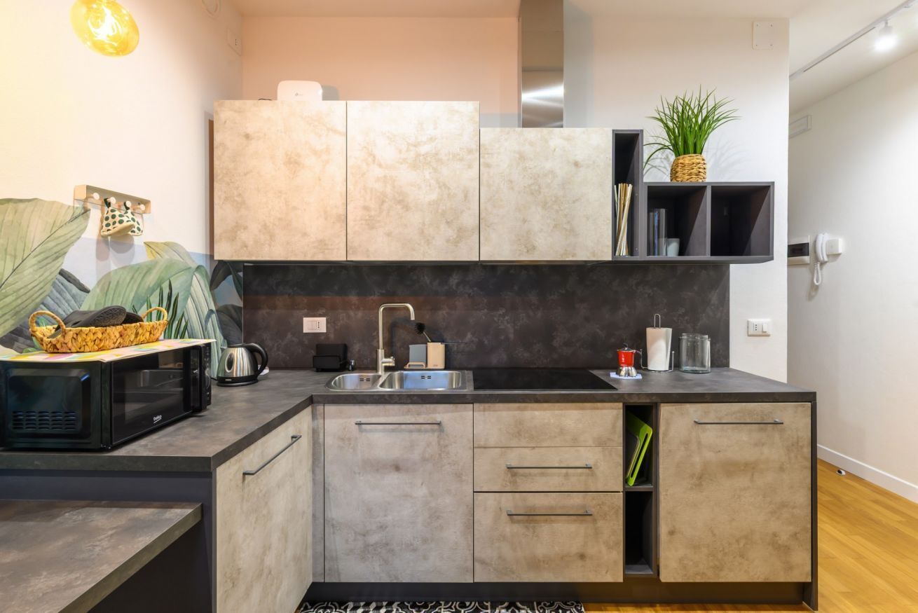 Fridge, microwave, high chair