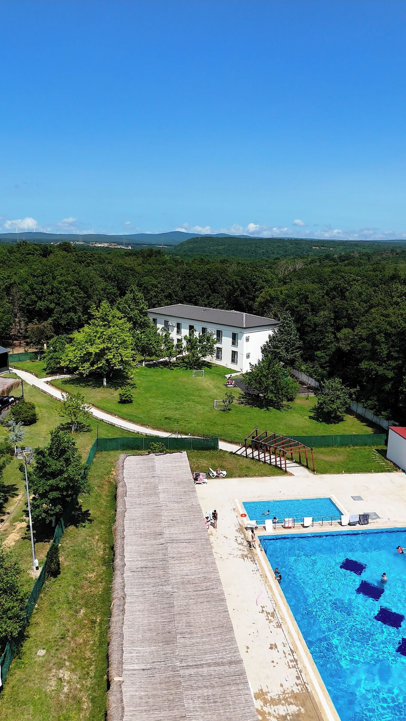 Seasonal outdoor pool, pool umbrellas, sun loungers