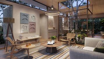 Luxe huis, uitzicht op zwembad | Interieur