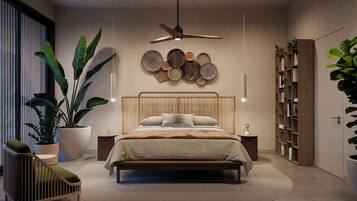 Luxe huis, uitzicht op zwembad | Een bureau, een laptopwerkplek, gratis wifi