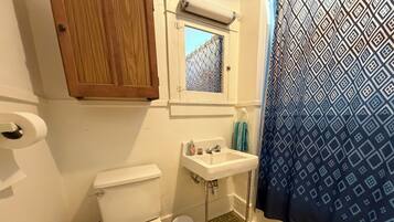 Hair dryer, towels, toilet paper