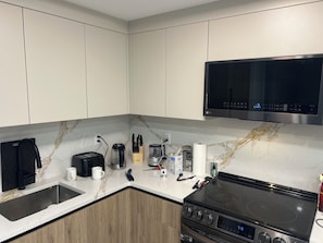 Microwave, oven, stovetop, dishwasher