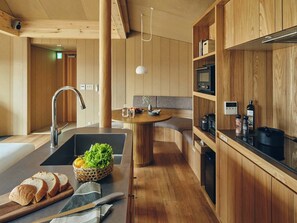 Superior Cabin, Non Smoking, Sauna | Private kitchen | Full-size fridge, microwave, oven, stovetop - SANU 2nd Home Niseko 1st (Niseko)