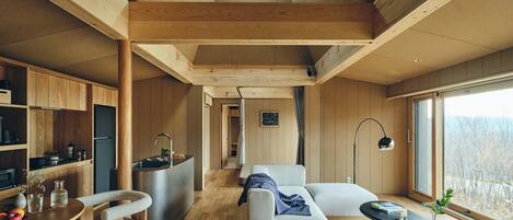 Chalet rustique Supérieur, non-fumeur, sauna | Aire de séjour