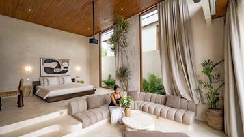 Phòng Suite Cao cấp, 1 phòng ngủ, sân hiên, quang cảnh hồ bơi | Phòng khách