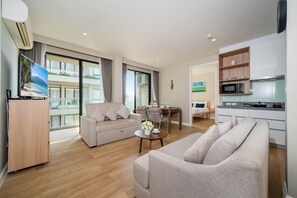 Deluxe Apartment, 2 Bedrooms, Balcony | Living room - 2 BR Apt in Gem Resort in Bangtao (Choeng Thale)