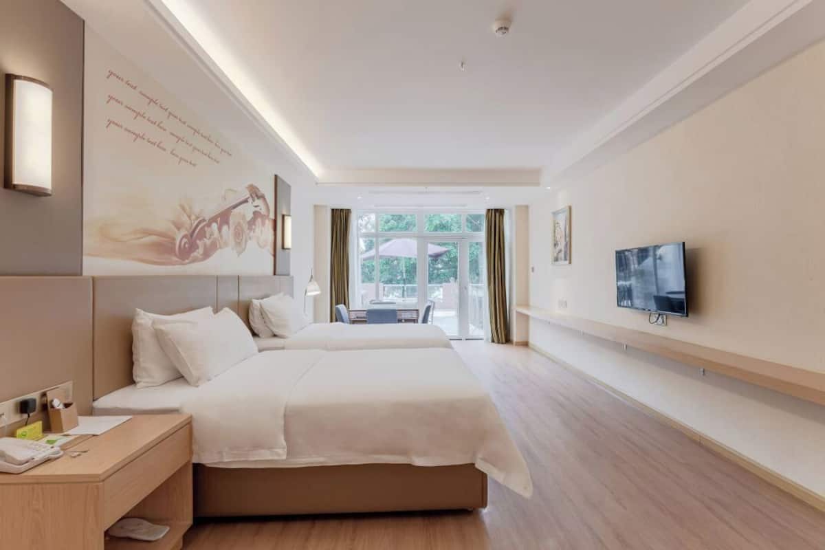 In-room safe, desk, laptop workspace, blackout curtains