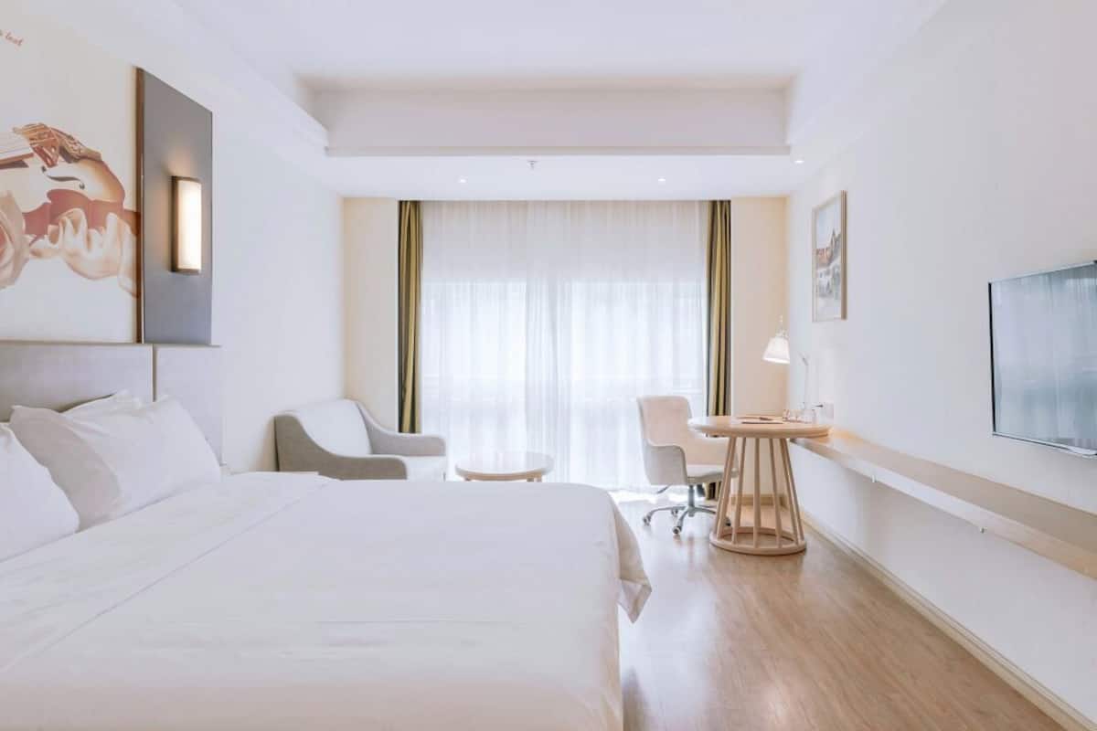 In-room safe, desk, laptop workspace, blackout curtains