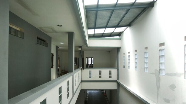 A multi-level interior with a skylight, a staircase, and a corridor. - INNCA Singa Utara, Semarang (Semarang)