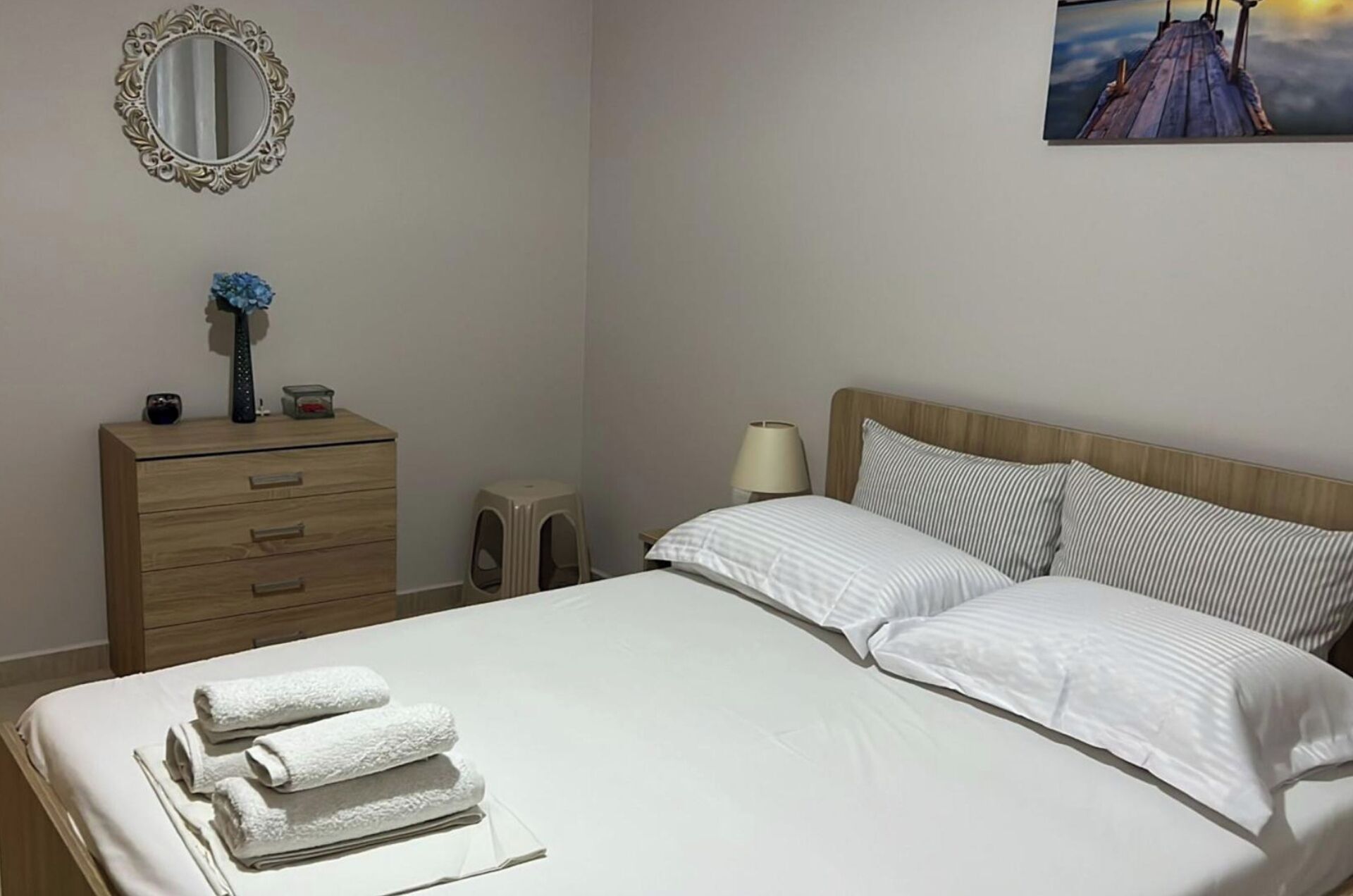 1 bedroom, iron/ironing board, bed sheets