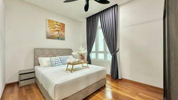 Blackout curtains, iron/ironing board, free WiFi