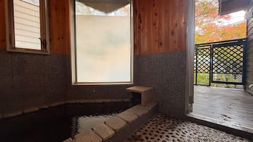 Japanese-Western Style Room | Bathroom | Combined shower/tub, hair dryer, slippers, towels