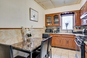 Fridge, microwave, coffee/tea maker, toaster