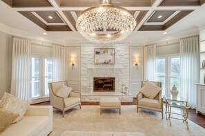 TV, fireplace, table football