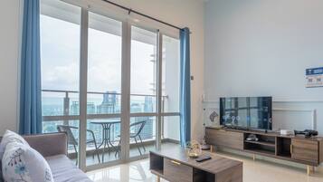 Classic Apartment, 2 Bedrooms, City View | Living area | Flat-screen TV