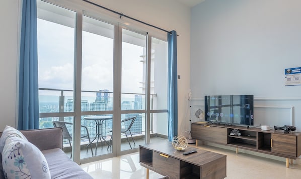 Classic Apartment, 2 Bedrooms, City View | Living area - TriTower Residence JB by Stayrene (Johor Bahru)