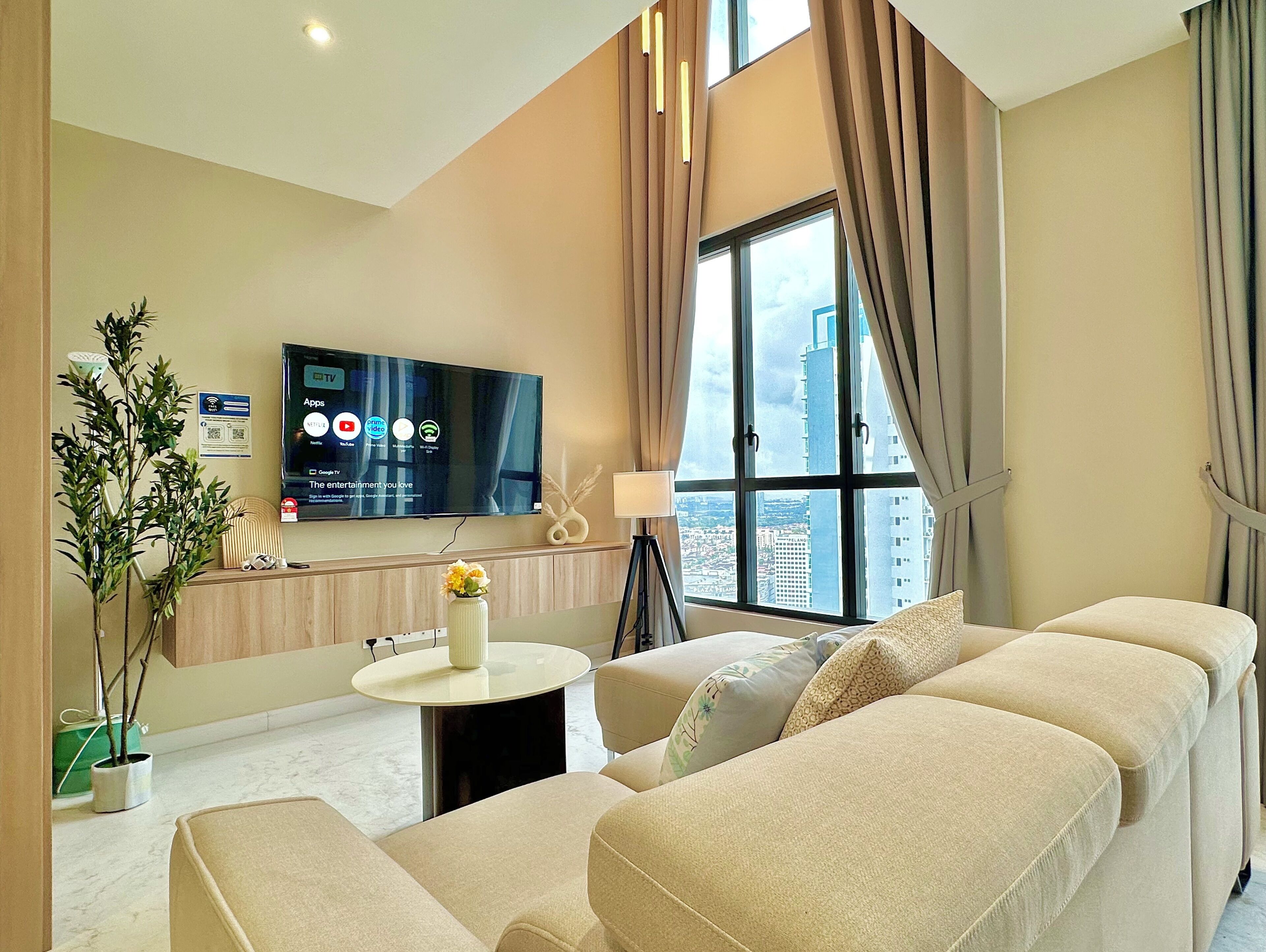 Deluxe-Apartment, 1 Schlafzimmer, Stadtblick | Wohnbereich