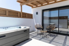 Deluxe Suite With Hot Tub | Terrace/patio - Le Ciel Suites & Villas (Mykonos)