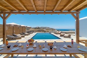 Deluxe Villa, Patio, Pool View | Outdoor dining - Le Ciel Suites & Villas (Mykonos)