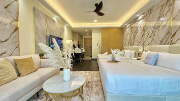 Blackout curtains, iron/ironing board, free WiFi