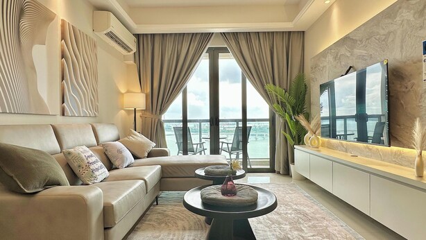 Comfort Apartment, 3 Bedrooms, Sea View | Living area | Flat-screen TV - R&F Princess Cove Phase 2 by Stayrene (Johor Bahru)